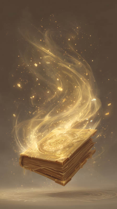 金色魔法书散发光芒-图片