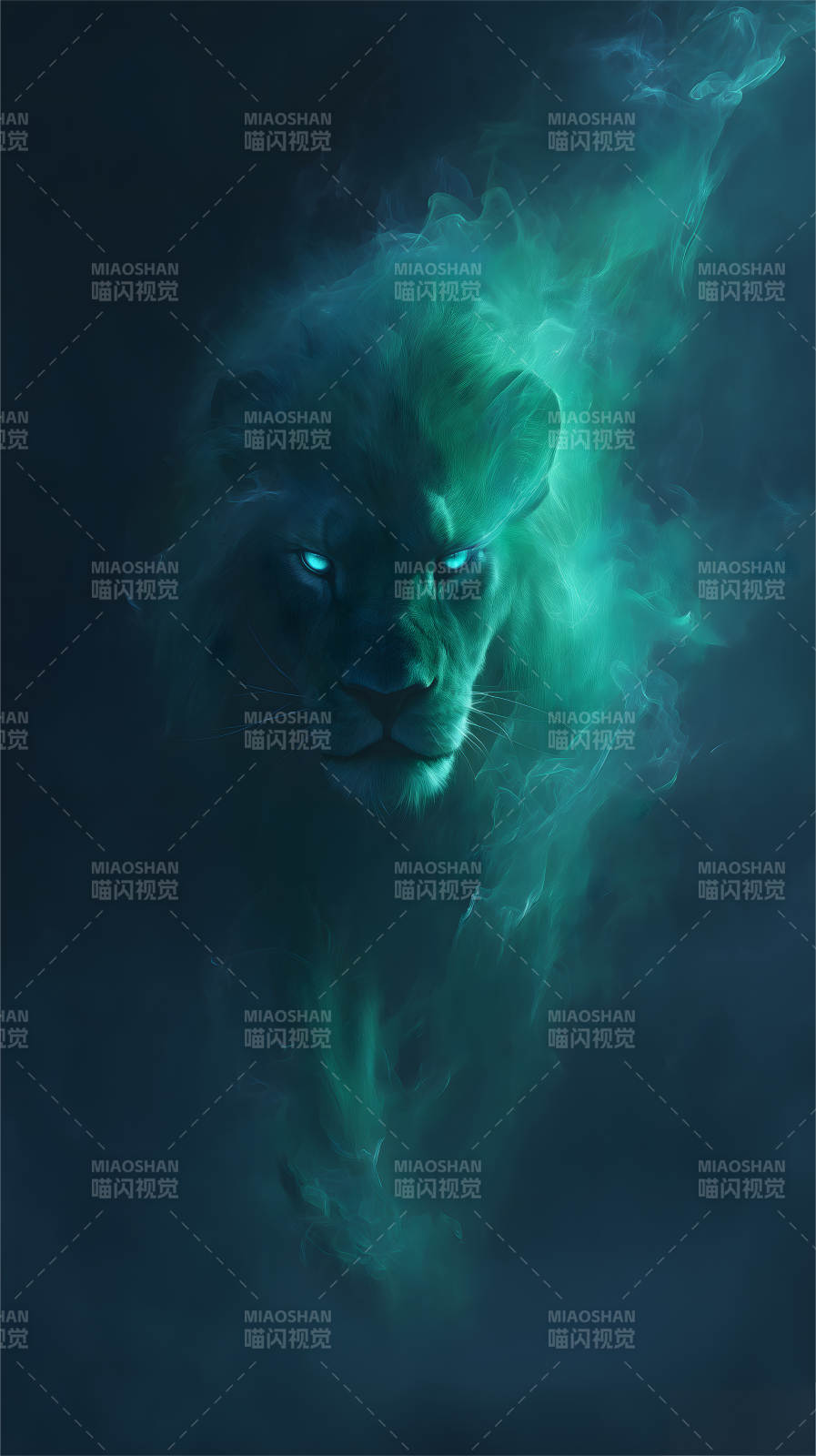 藍(lán)色幽靈獅子神秘氣息-圖片