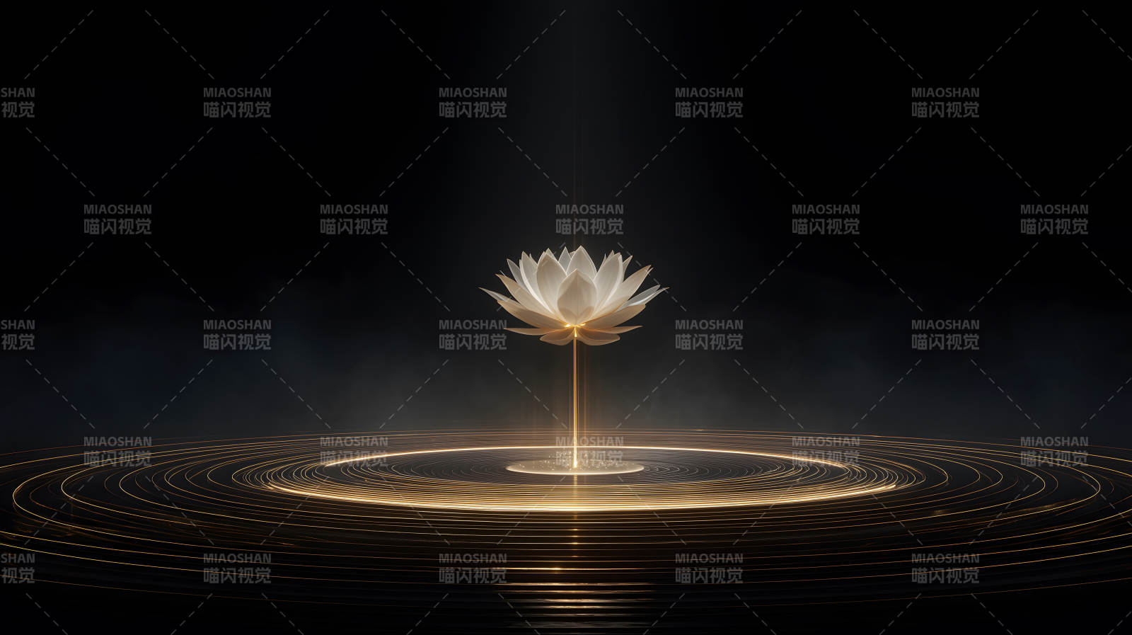 莲花绽放光芒照耀着周围光环-图片