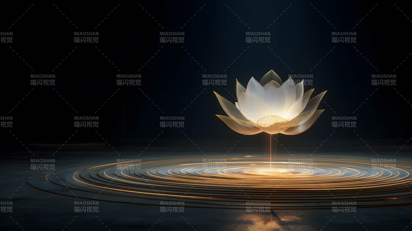 金色蓮花在光環中綻放圖片