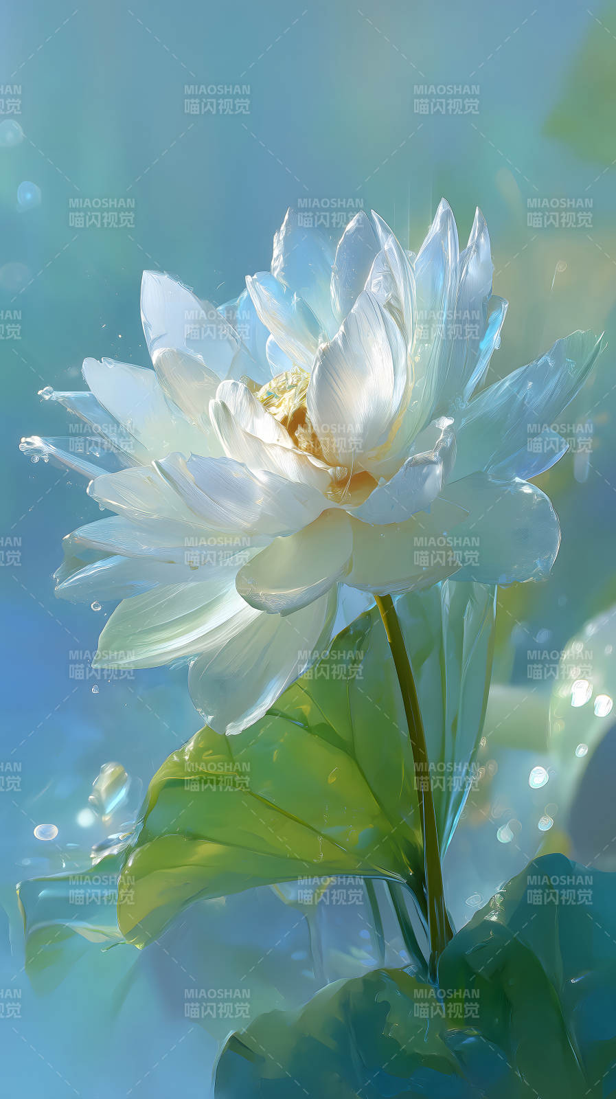 純潔蓮花綻放光芒圖片