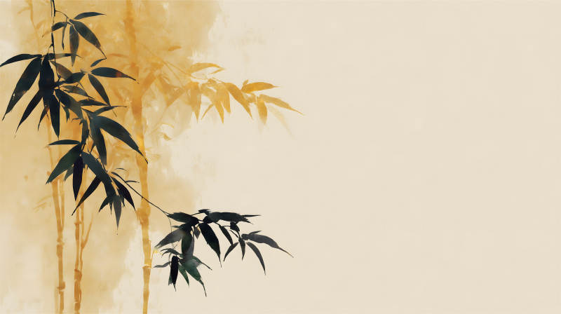 竹影搖曳的水墨意境-圖片