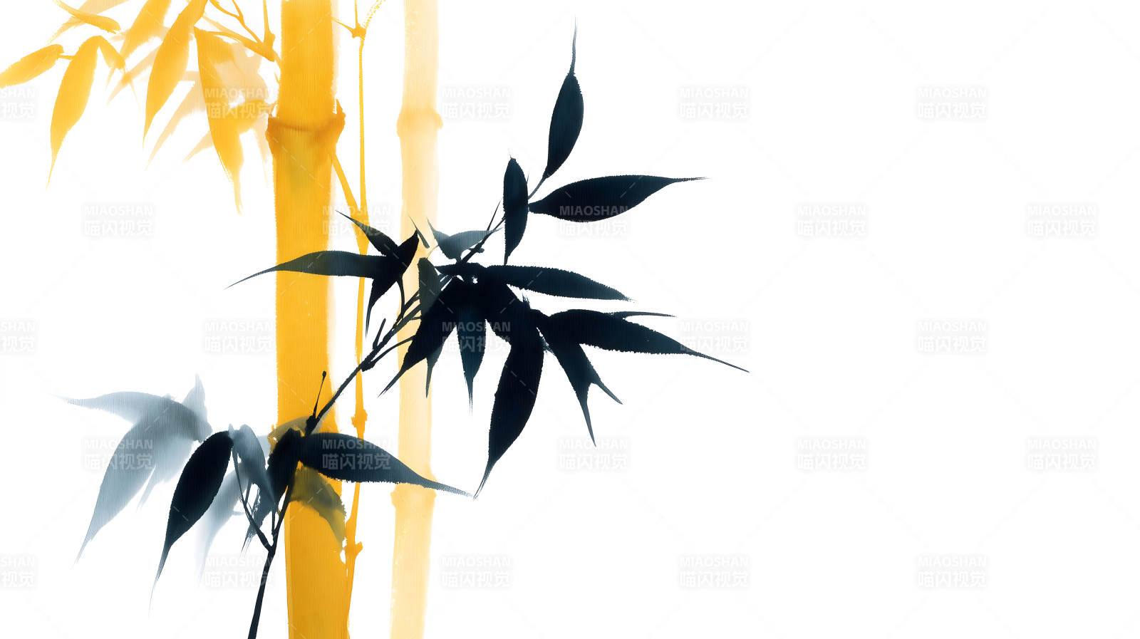 水墨竹枝繪畫清新淡雅風格圖片