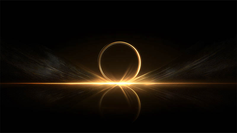 金色圓環發光抽象設計-圖片