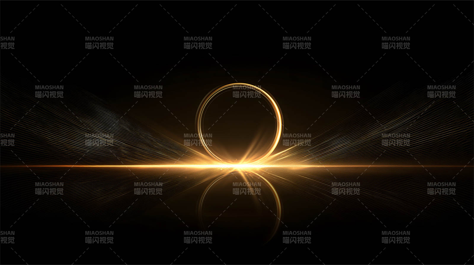 金色圆环发光抽象设计-图片