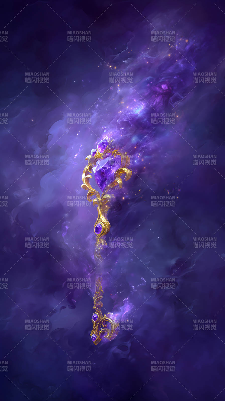 紫氣繚繞的寶石鑰匙圖片
