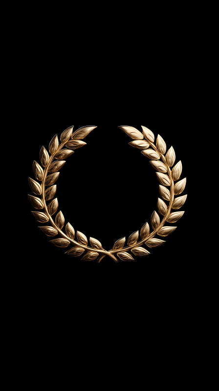 金色的橄欖枝環繞在黑色背景上-圖片