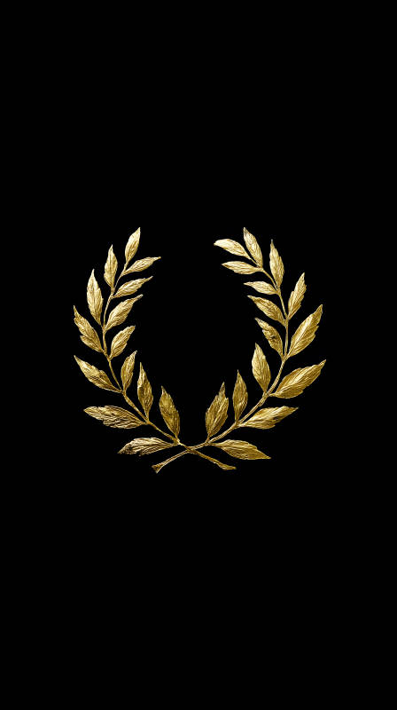 金葉環繞黑色背景上金黃色的月桂花環-圖片