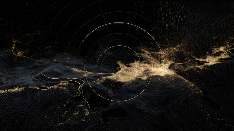 深邃星空下的抽象幾何-圖片