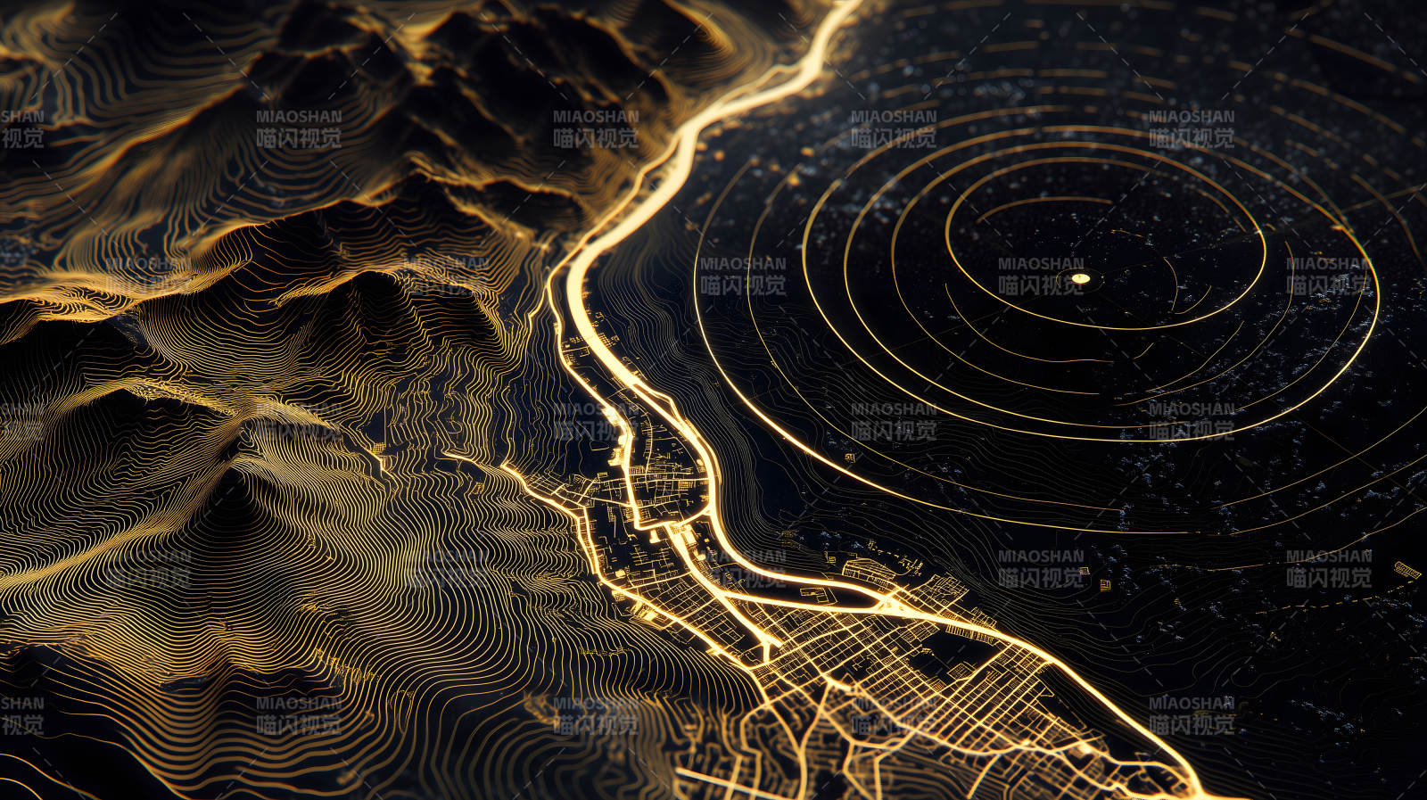 金色線條地圖展現(xiàn)城市風(fēng)貌-圖片