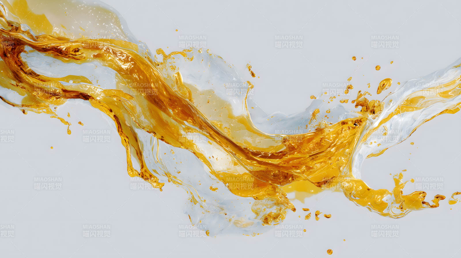 金色液体飞溅抽象艺术-图片