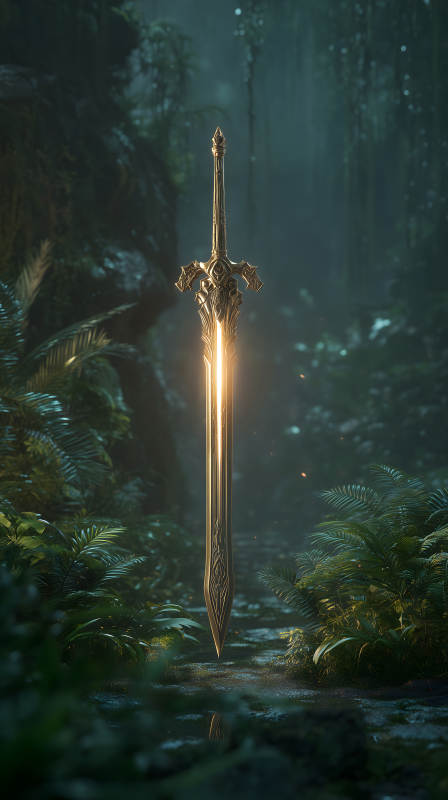 叢林中發(fā)光的黃金劍-圖片