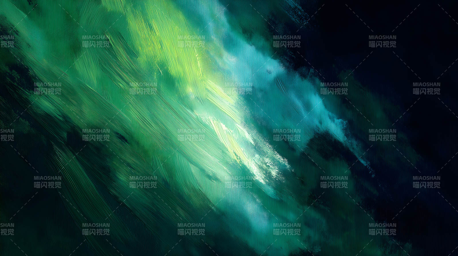 绿色的抽象油画充满活力和神秘-图片