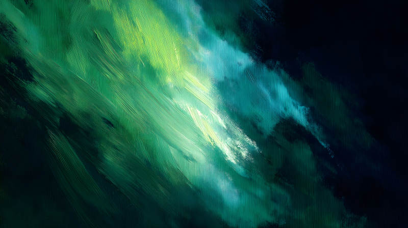 綠色的抽象油畫充滿活力和神秘-圖片