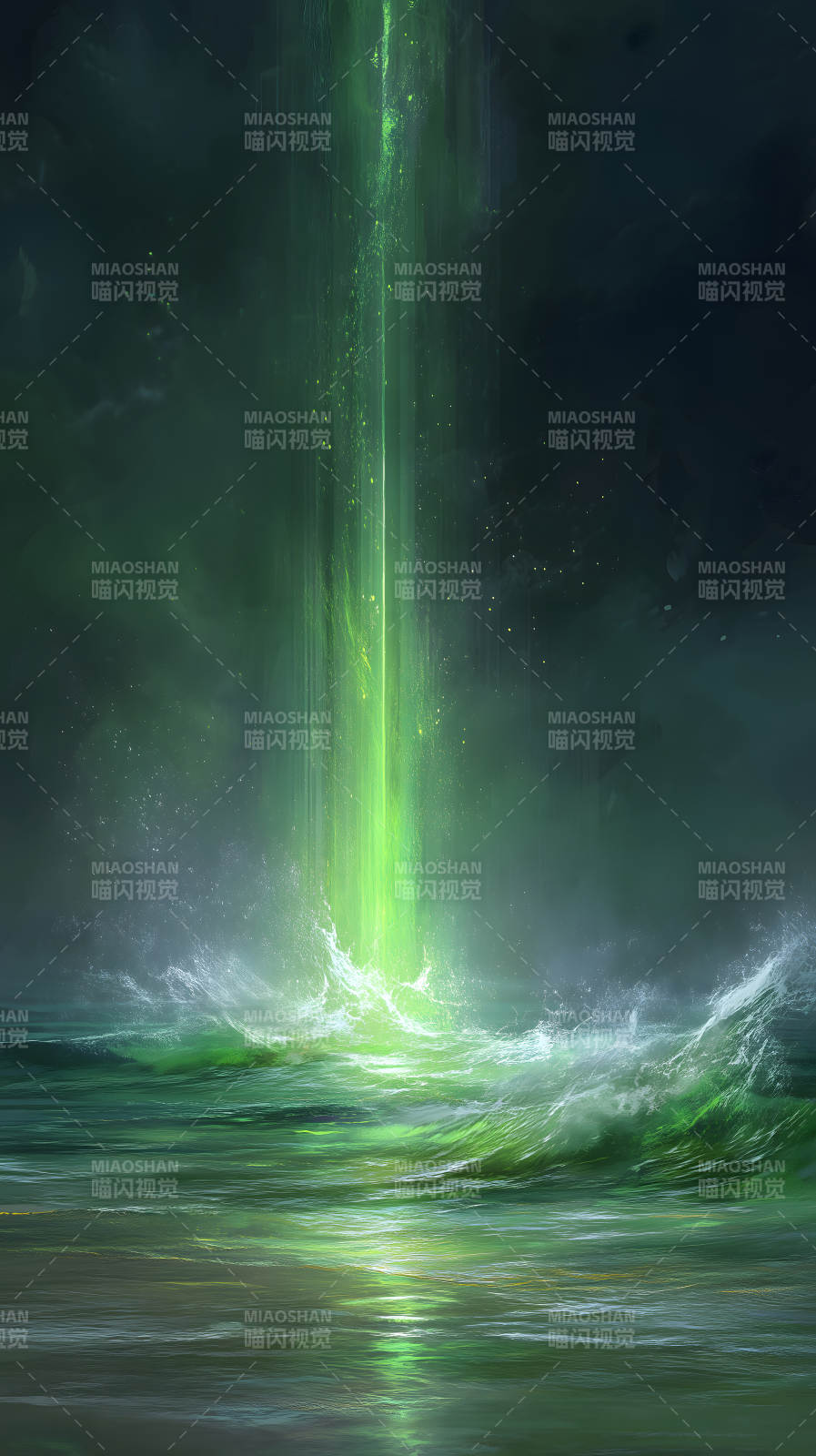 綠色光柱沖出海面帶來奇景-圖片