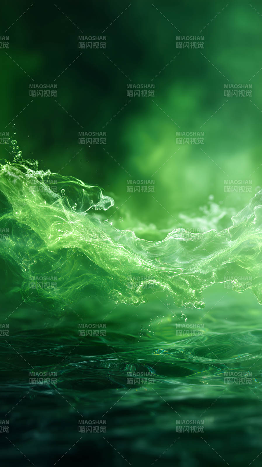 绿色水流涌动艺术抽象-图片