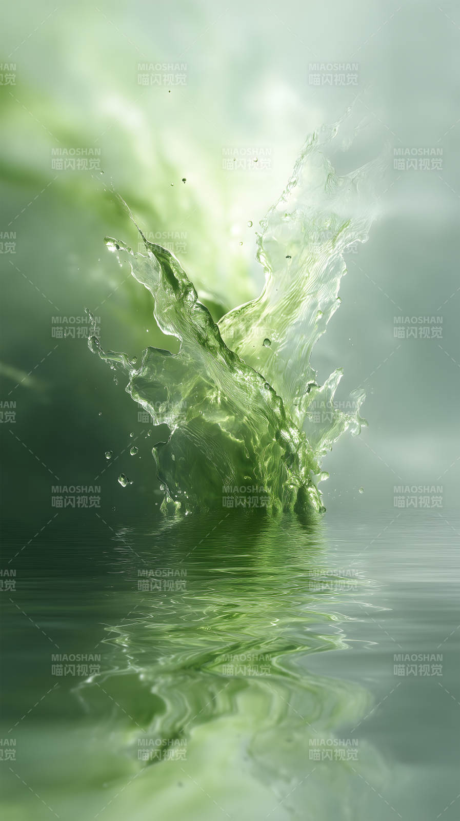 绿色水花飞溅动态景象-图片