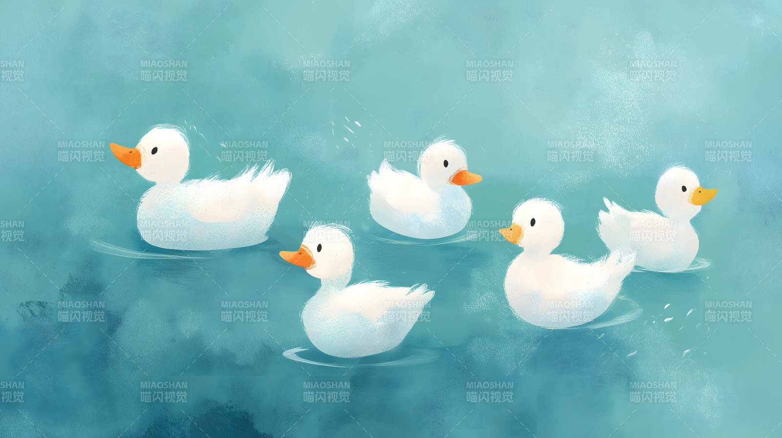 鸭子在水里游泳-图片