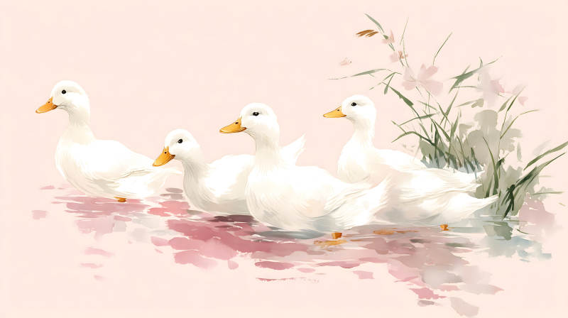 鴨子在水中嬉戲-圖片