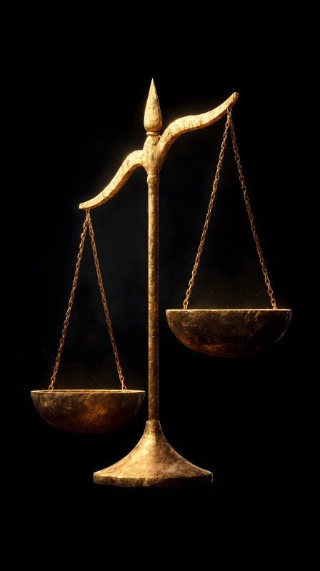 金色的天平象征著正義與平衡-圖片