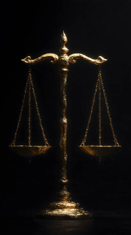 金色天平置于黑暗背景中-圖片