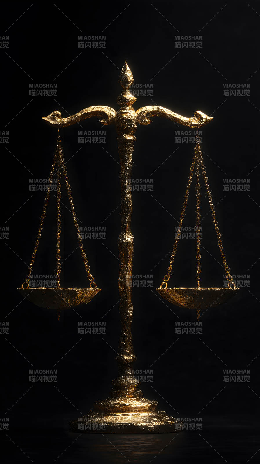 金色天平置于黑暗背景中-图片