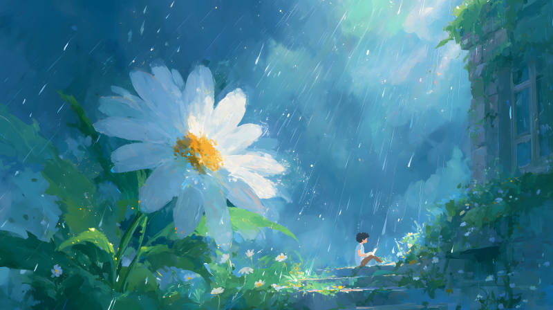 雨中閱讀的寧?kù)o時(shí)光-圖片