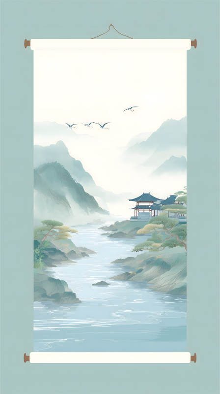 水墨山水画卷-图片