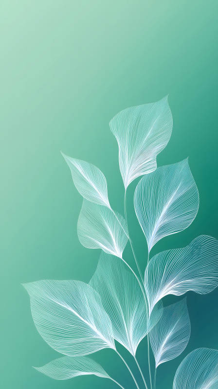 水彩色调植物叶脉图-图片