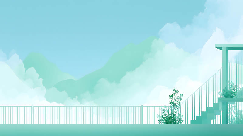 山水楼阁清新意境-图片