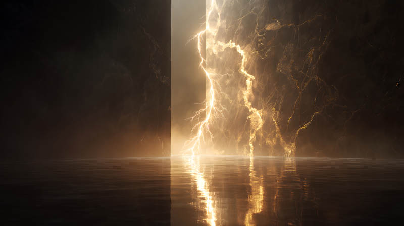 闪电穿透金石辉煌壮丽景象-图片