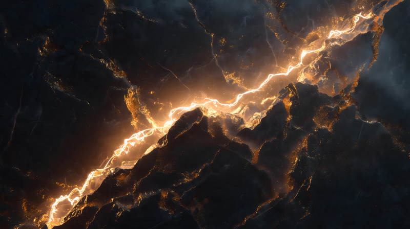 山脉雷电交织场景-图片