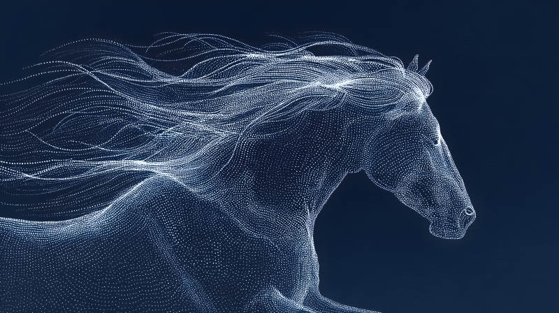 點陣構成奔跑駿馬形態-圖片