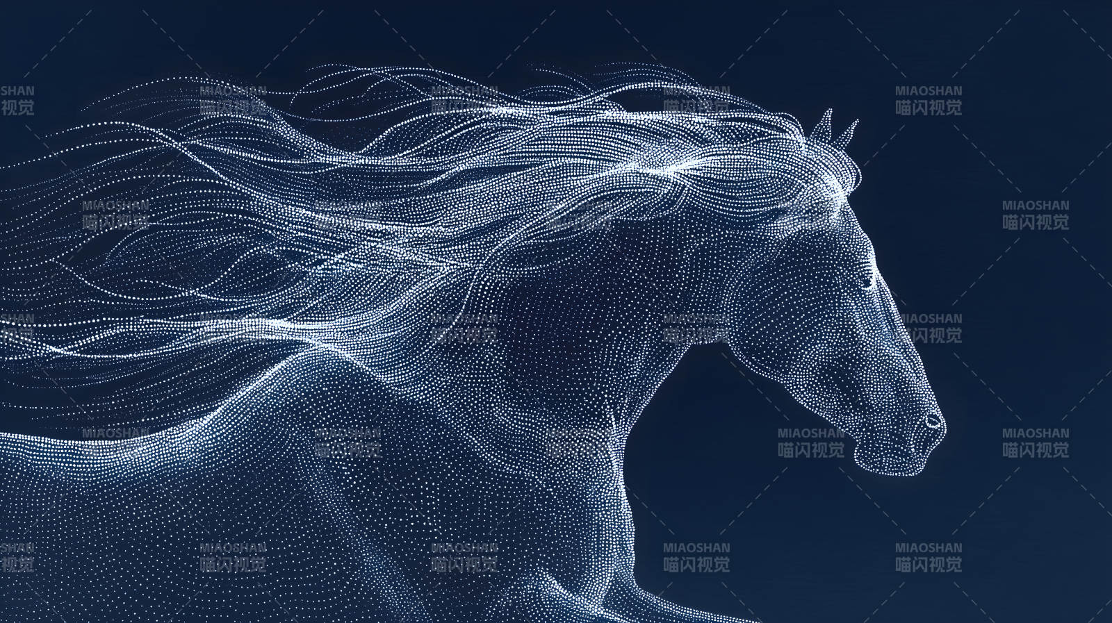 点阵构成奔跑骏马形态-图片