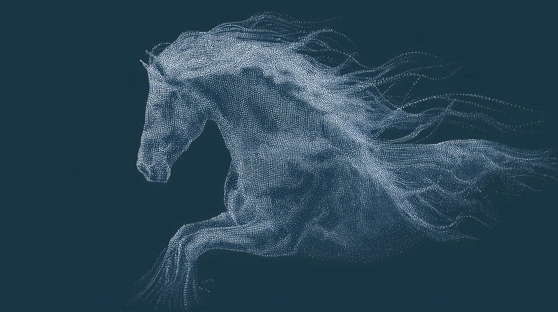 跃动白马点阵图优美姿态-图片