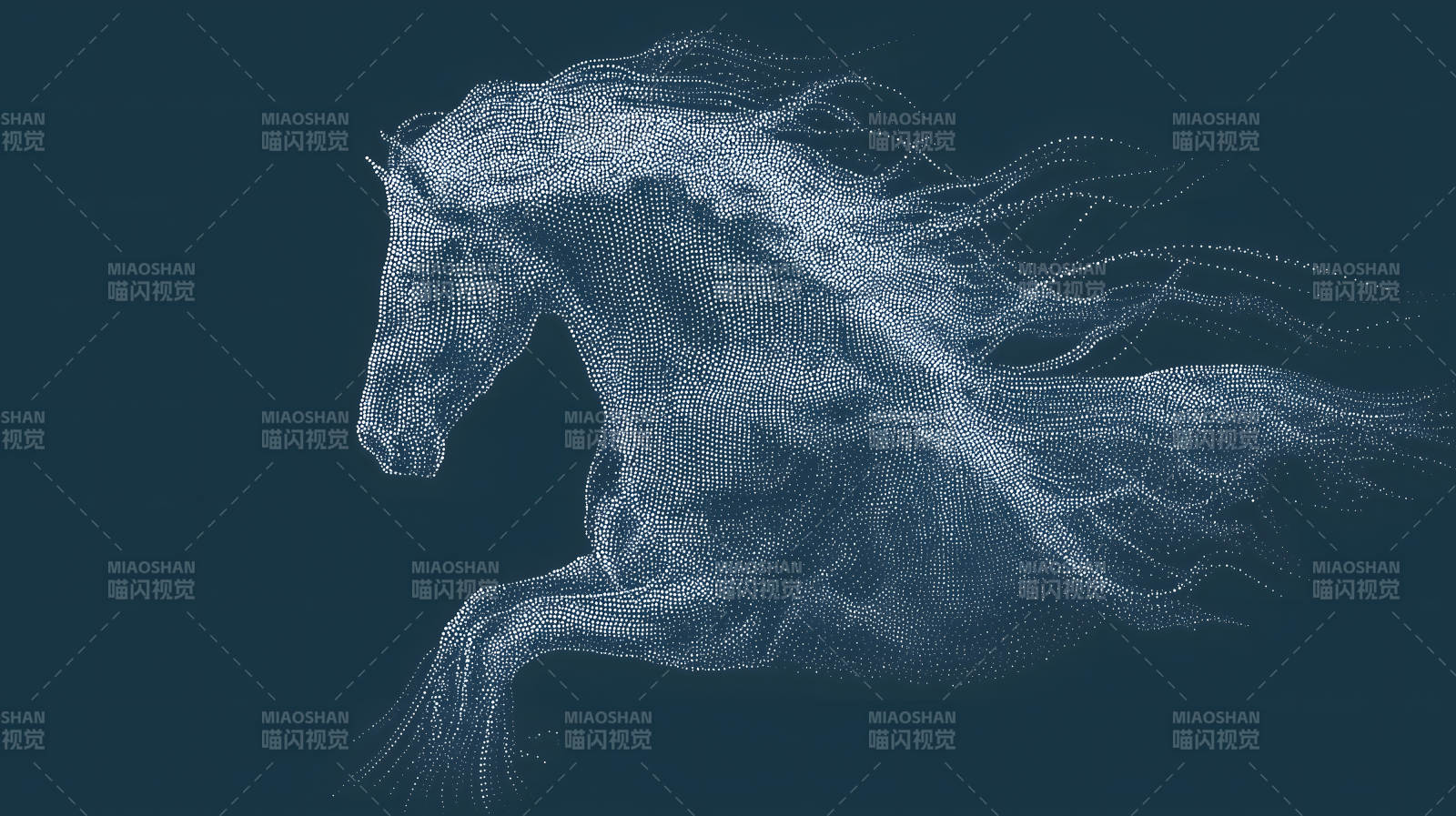 跃动白马点阵图优美姿态-图片