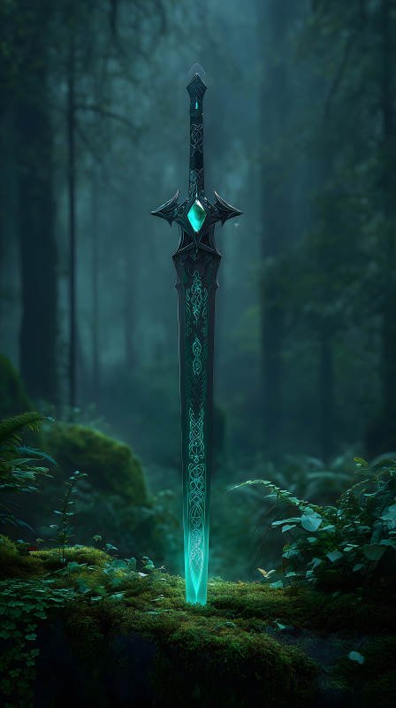 森林中發(fā)光的精靈寶劍-圖片