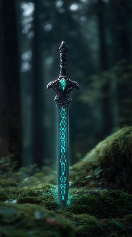 森林中的發(fā)光魔劍-圖片