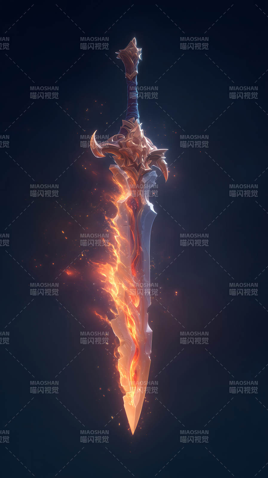 火焰之剑闪耀着炽热的光芒-图片