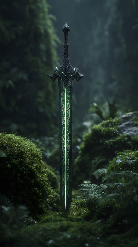 林中發(fā)光的華麗長(zhǎng)劍-圖片