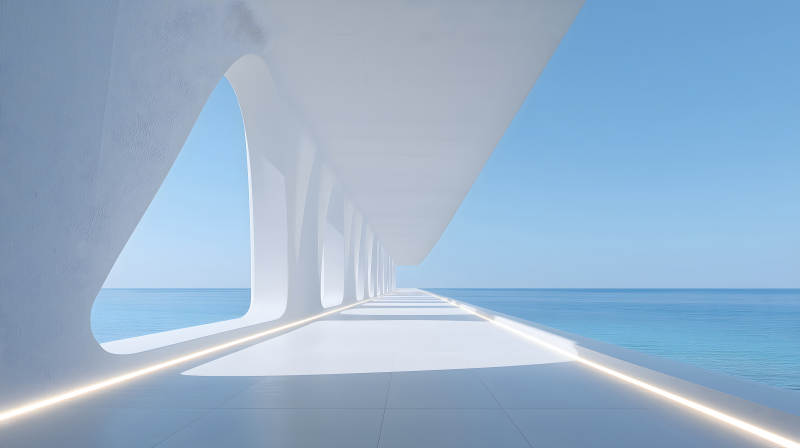 现代建筑海景长廊设计-图片