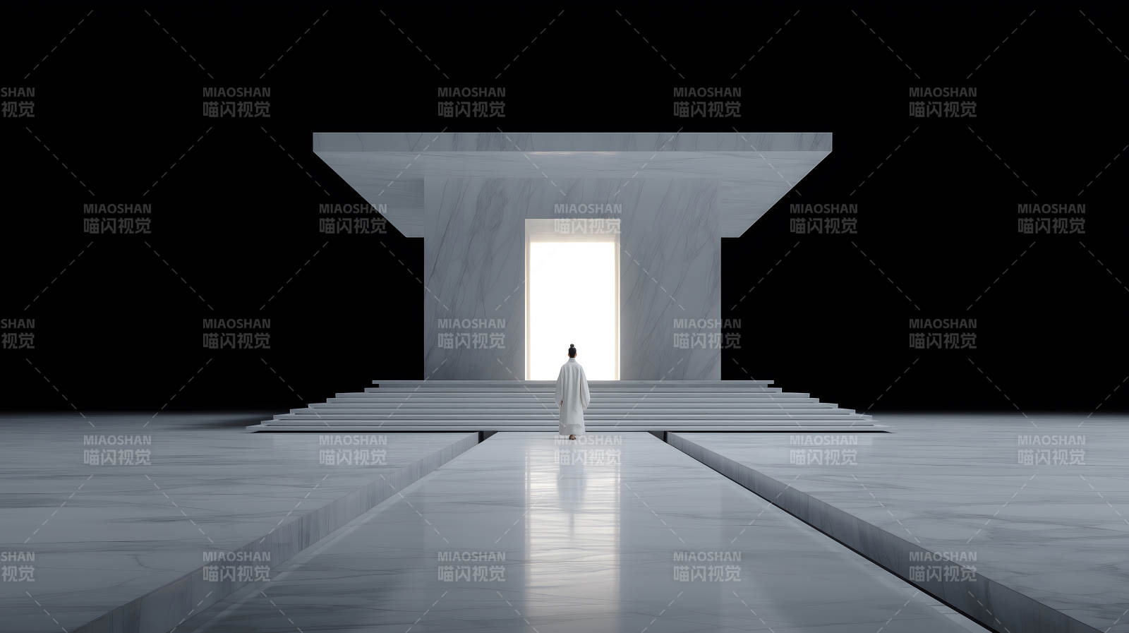 白衣人走向光明的大门-图片