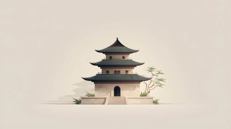 东方风格建筑矗立简易设计引人注目-图片