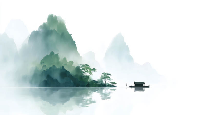 水墨山水风景宁静致远-图片