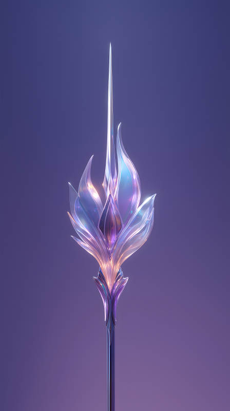 水晶花卉長矛在紫色的背景上發(fā)光-圖片