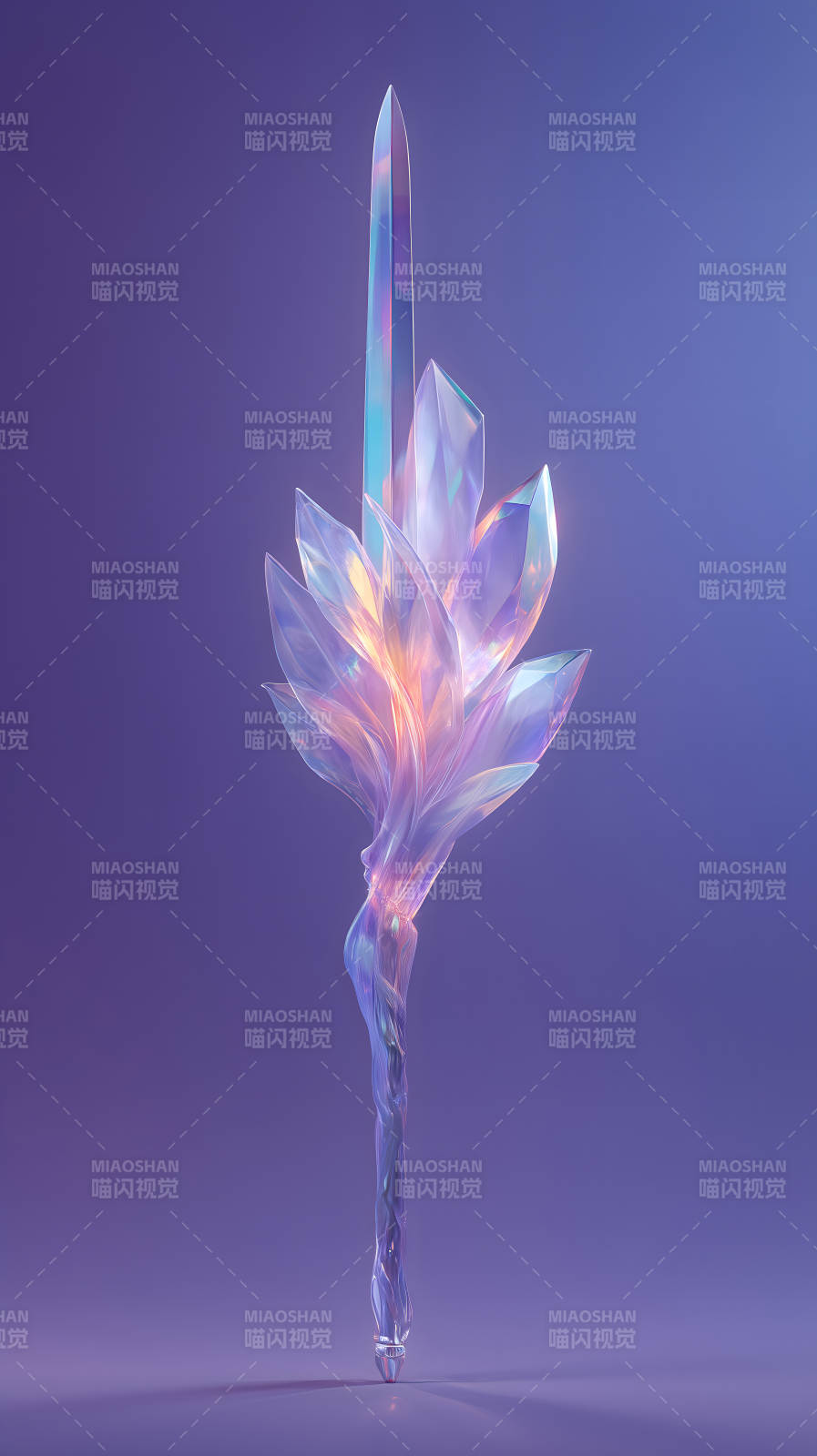 水晶劍花綻放紫色光芒-圖片
