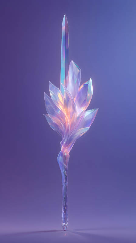水晶劍花綻放紫色光芒-圖片