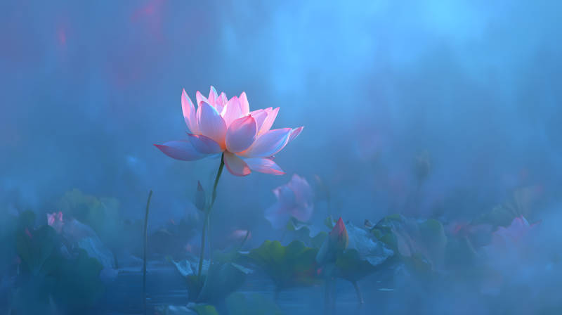 唯美莲花绽放水面意境悠远-图片