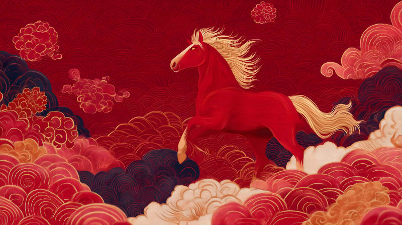 祥云駿馬迎新春-圖片