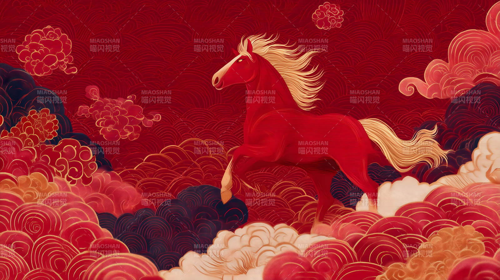 祥云骏马迎新春-图片